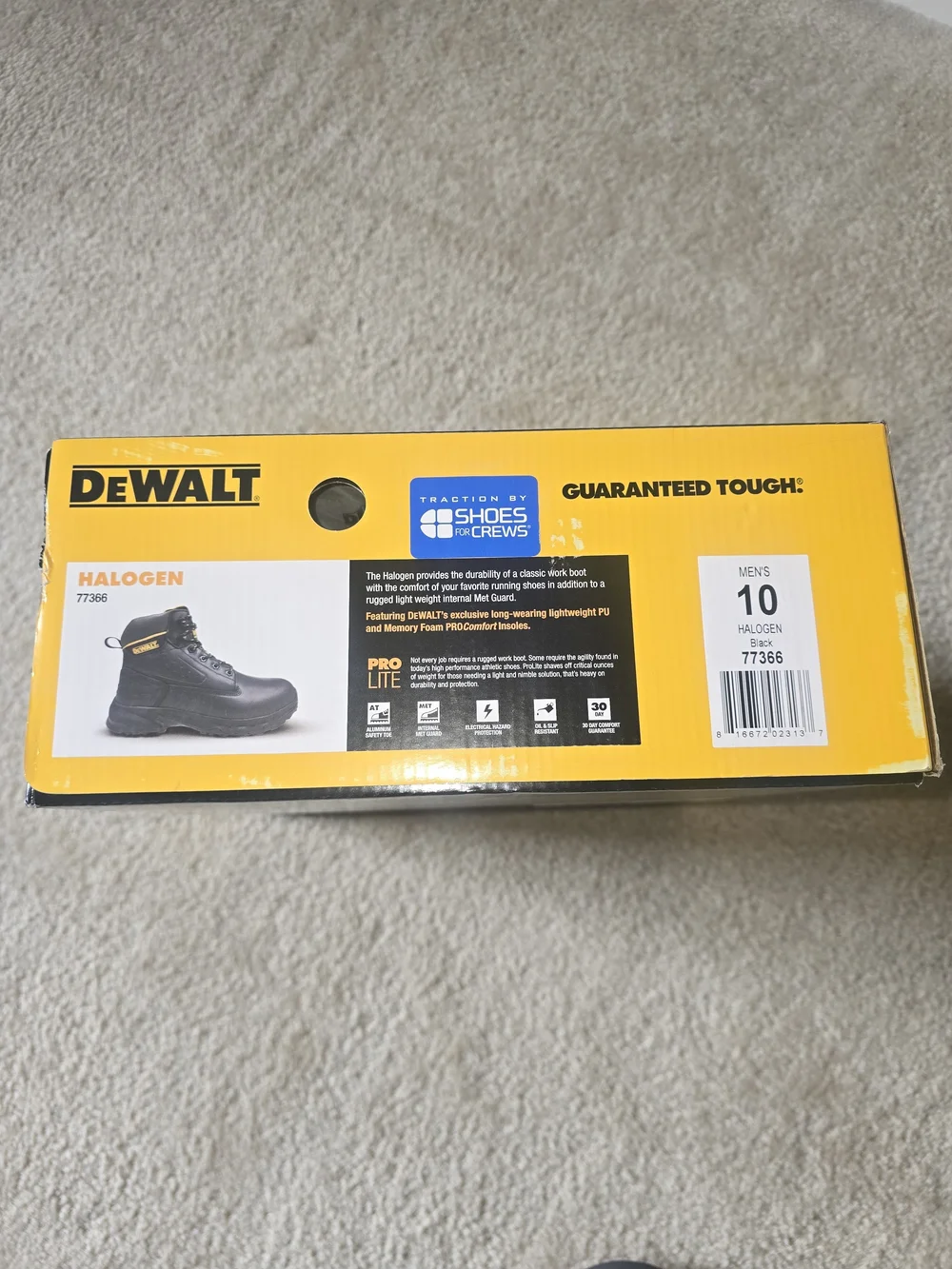 DeWalt ProLite Men's Black Work Boots with Yellow Lining